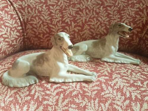 Stunning!A Pair of Russian Borzoi (Russian Wolfhound) Figures . Impressed no 3367&336 12