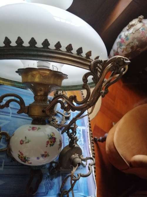 For Eurica Only Vintage Brass and Glass Ceiling Light, Lovely detail