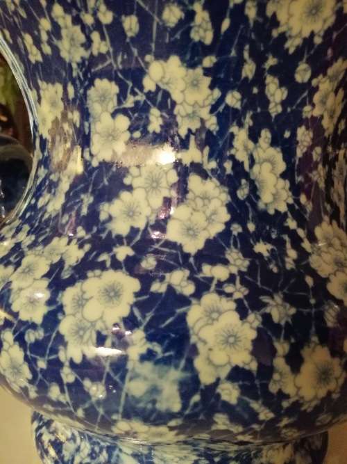 RESERVED FOR TRACY Gorgeous! Blue and White Beauty Victoria Iron Stone Urn shaped Planter