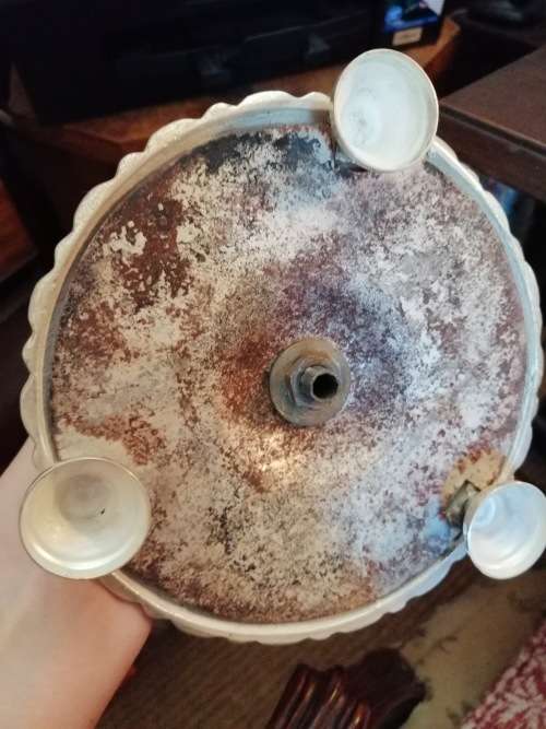 An Outstanding Quality Silver Plated Lamp with a Flow Blue Shade