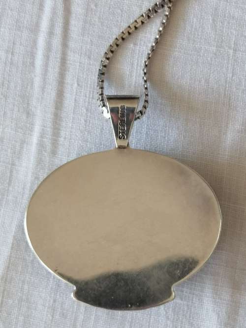 Striking Silver and Onyx Pendant with Silver Necklace