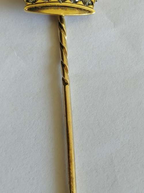 18ct Yellow Gold and 9ct Yellow Gold Cravat Pin With Rose Cut Diamonds With Ducal Coronet