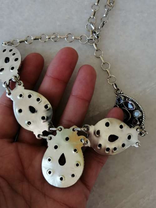 This is a beauty Sterling Silver Multi Gem Necklace