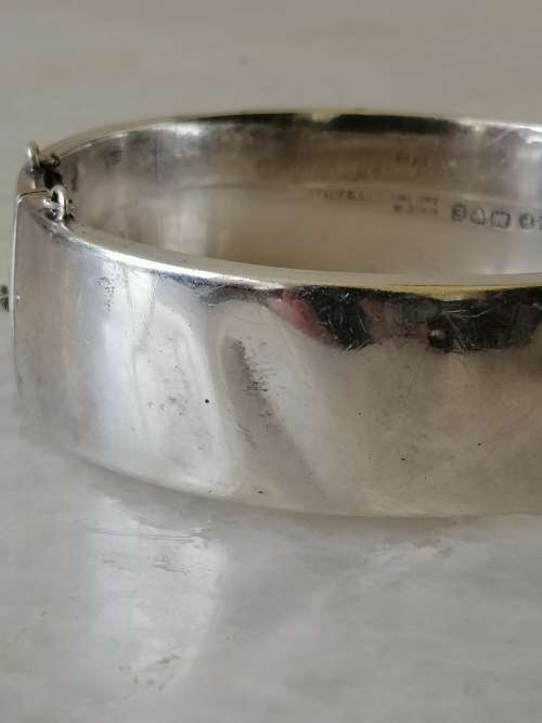 Reserved for Gideon Gorgeous Vintage Silver Bangle With Gold Detailed Swallows and Flowers