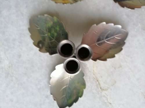 A Pair of Danish Silver Plated 3 Candle Leaf Shaped Candle Holder