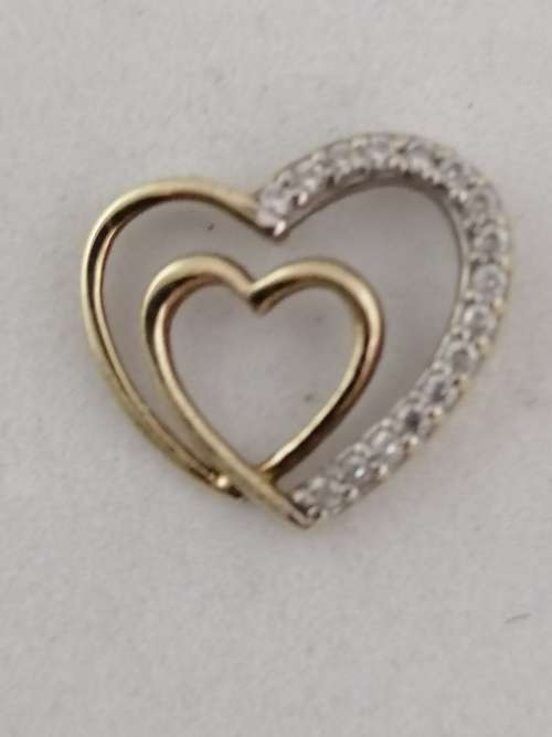 9k Yellow Gold Heart Shaped Pendant Inset with Cubic Zirconia