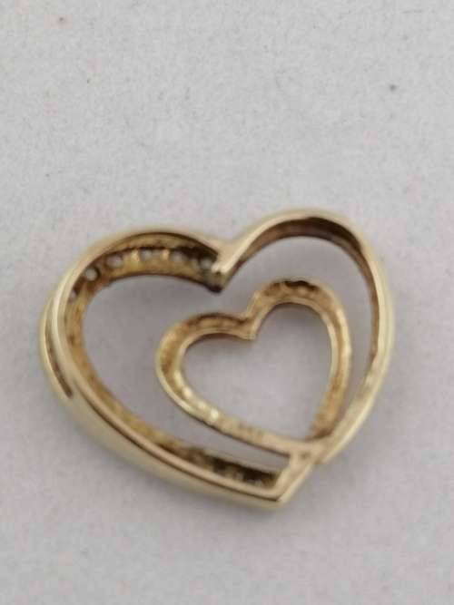 9k Yellow Gold Heart Shaped Pendant Inset with Cubic Zirconia
