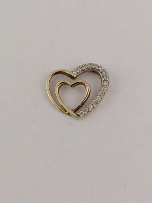 9k Yellow Gold Heart Shaped Pendant Inset with Cubic Zirconia