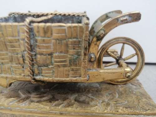 Beautifully Detailed French Ormolu Gilt Bronze Figure of a Farmer and Wheelbarrow