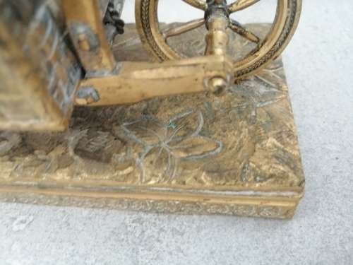 Beautifully Detailed French Ormolu Gilt Bronze Figure of a Farmer and Wheelbarrow