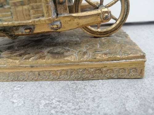 Beautifully Detailed French Ormolu Gilt Bronze Figure of a Farmer and Wheelbarrow