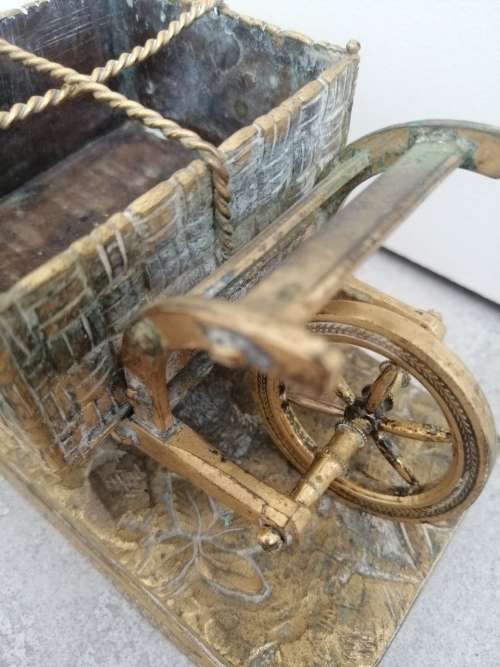 Beautifully Detailed French Ormolu Gilt Bronze Figure of a Farmer and Wheelbarrow