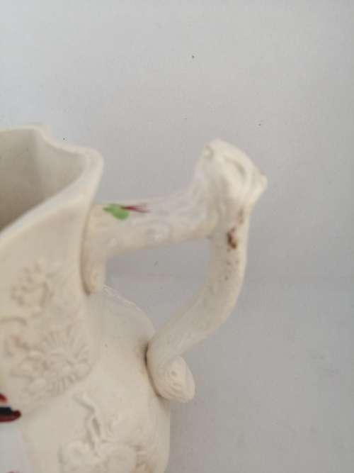 Antique 19th C Gaudy Welsh hand painted design Molded Jug