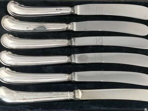 Yates Brothers Sheffield Silver Butter Knives with Stainless steel Blades