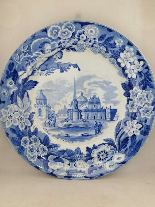Antique Pearlware Transfer Don Pottery Italian Views Plate Obelisk at Catania