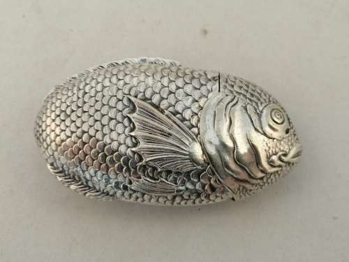 An Outstanding Silver Plated Fish Vesta Case