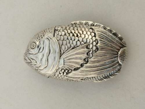 An Outstanding Silver Plated Fish Vesta Case