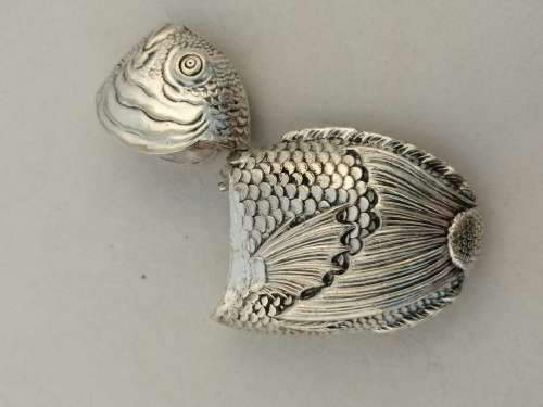 An Outstanding Silver Plated Fish Vesta Case