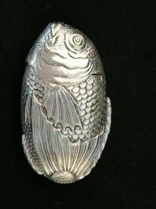 An Outstanding Silver Plated Fish Vesta Case