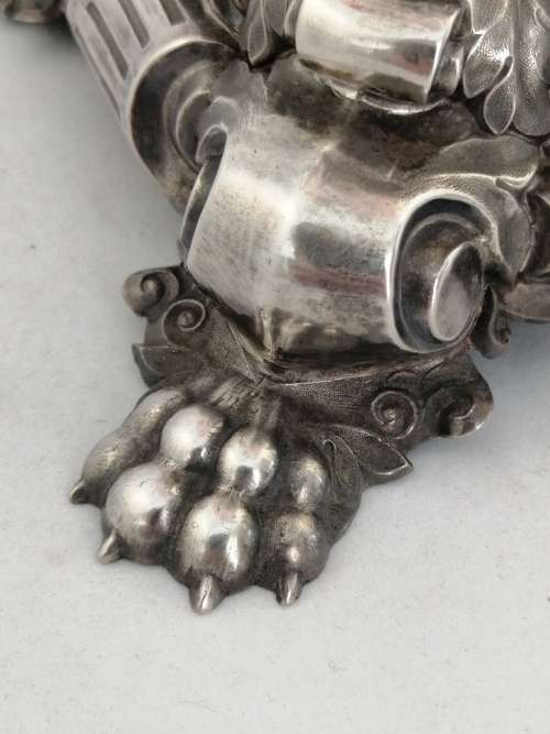 Bohemian Glass and Silver Plated Centrepiece with Dolphins and Neptune Mask Base