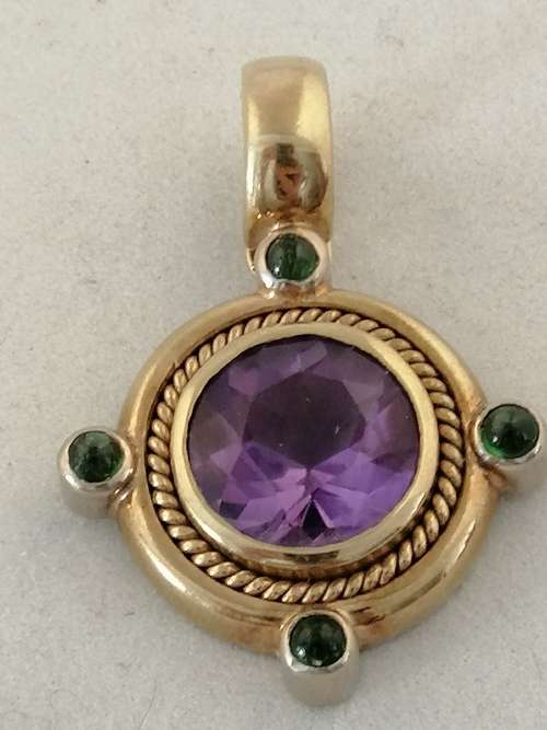 Reserved 9k Yellow Gold Pendant with Amethyst