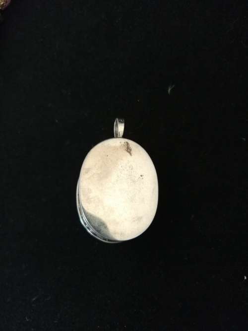 reserved for Beth,Silver Pill Box Pendant with Stone, Possibly Topaz