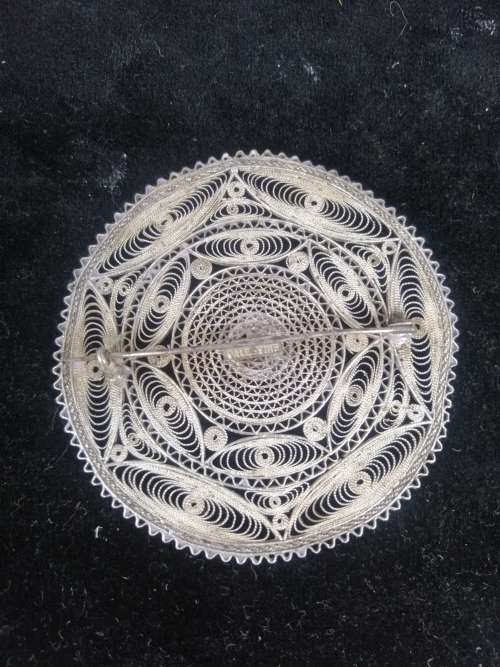 Reserved A BEAUTIFUL LARGE SILVER FILIGREE BROOCH MADE IN PALESTINE