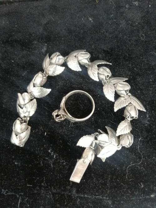 A GORGEOUS VINTAGE DANISH SILVER BRACELET AND RING MADE BY SILVERSMITH  S.CHRISTIAN FOGH