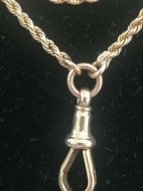 SIMPLY STUNNING ANTIQUE 9CT YELLOW GOLD DOUBLE ROPE DESIGN FOB CHAIN.