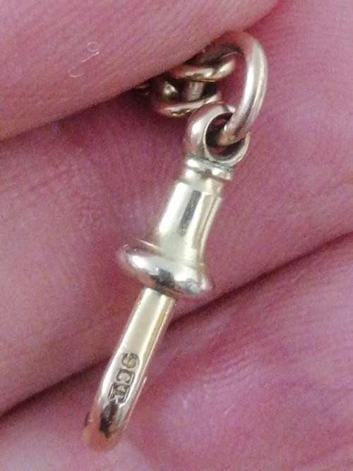 SIMPLY STUNNING ANTIQUE 9CT YELLOW GOLD DOUBLE ROPE DESIGN FOB CHAIN.