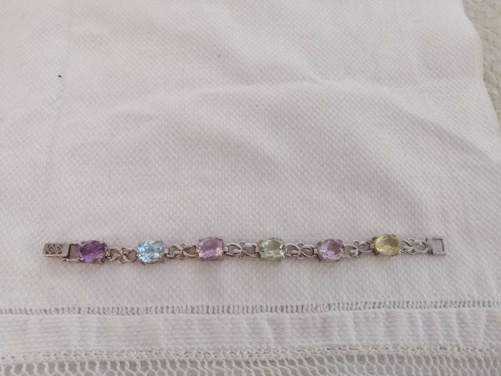 Gorgeous Sterling Silver Bracelet Set with Semi Precious Stones