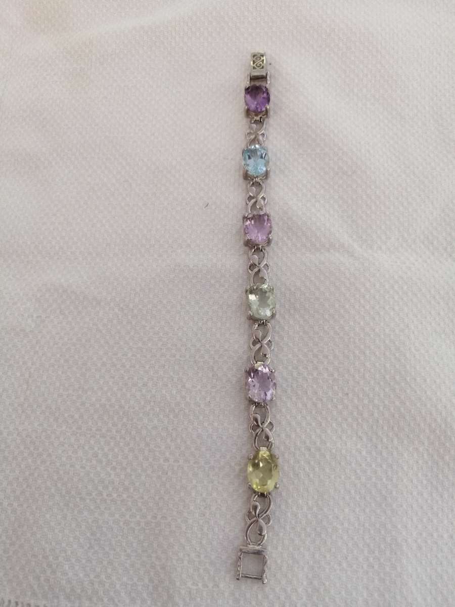 Gorgeous Sterling Silver Bracelet Set with Semi Precious Stones