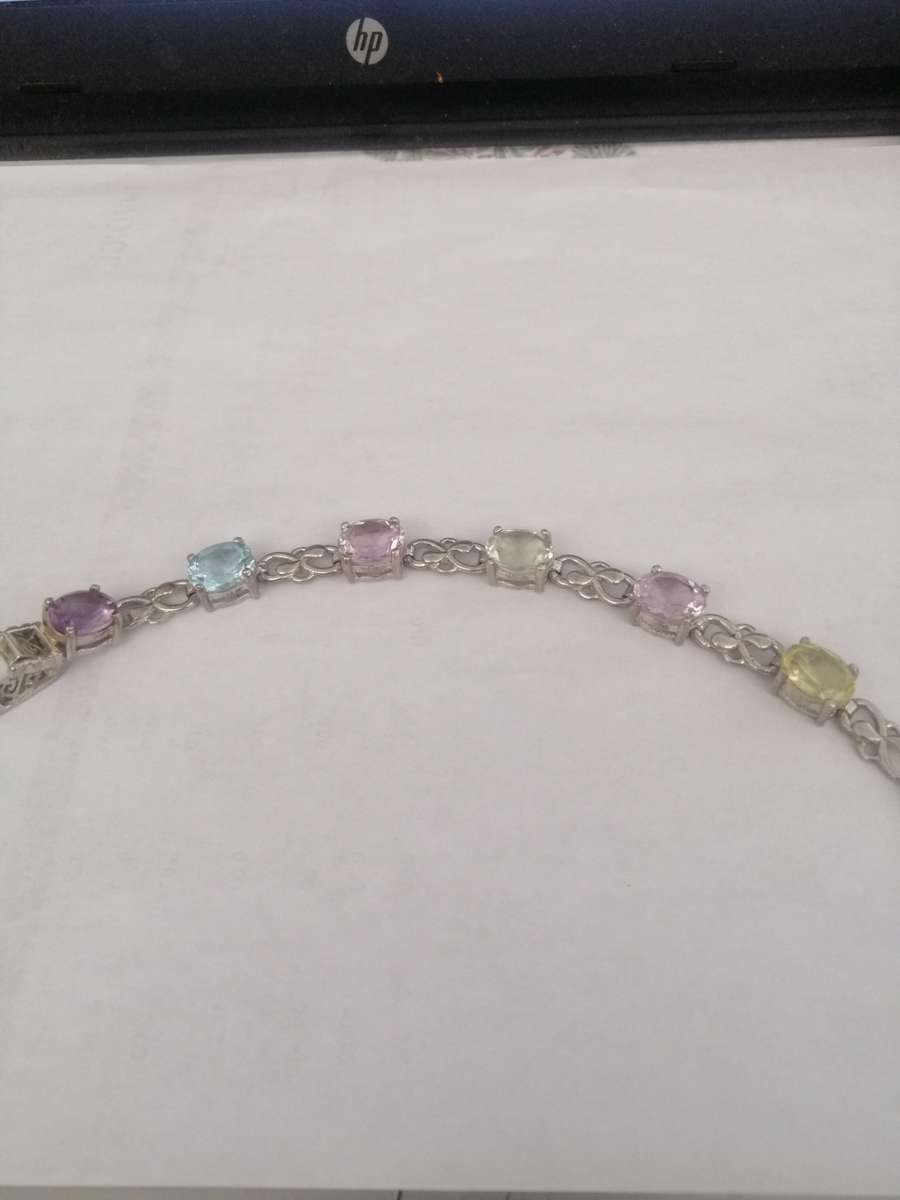Gorgeous Sterling Silver Bracelet Set with Semi Precious Stones