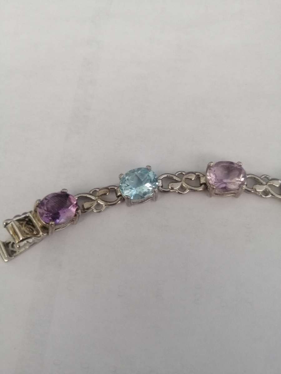 Gorgeous Sterling Silver Bracelet Set with Semi Precious Stones