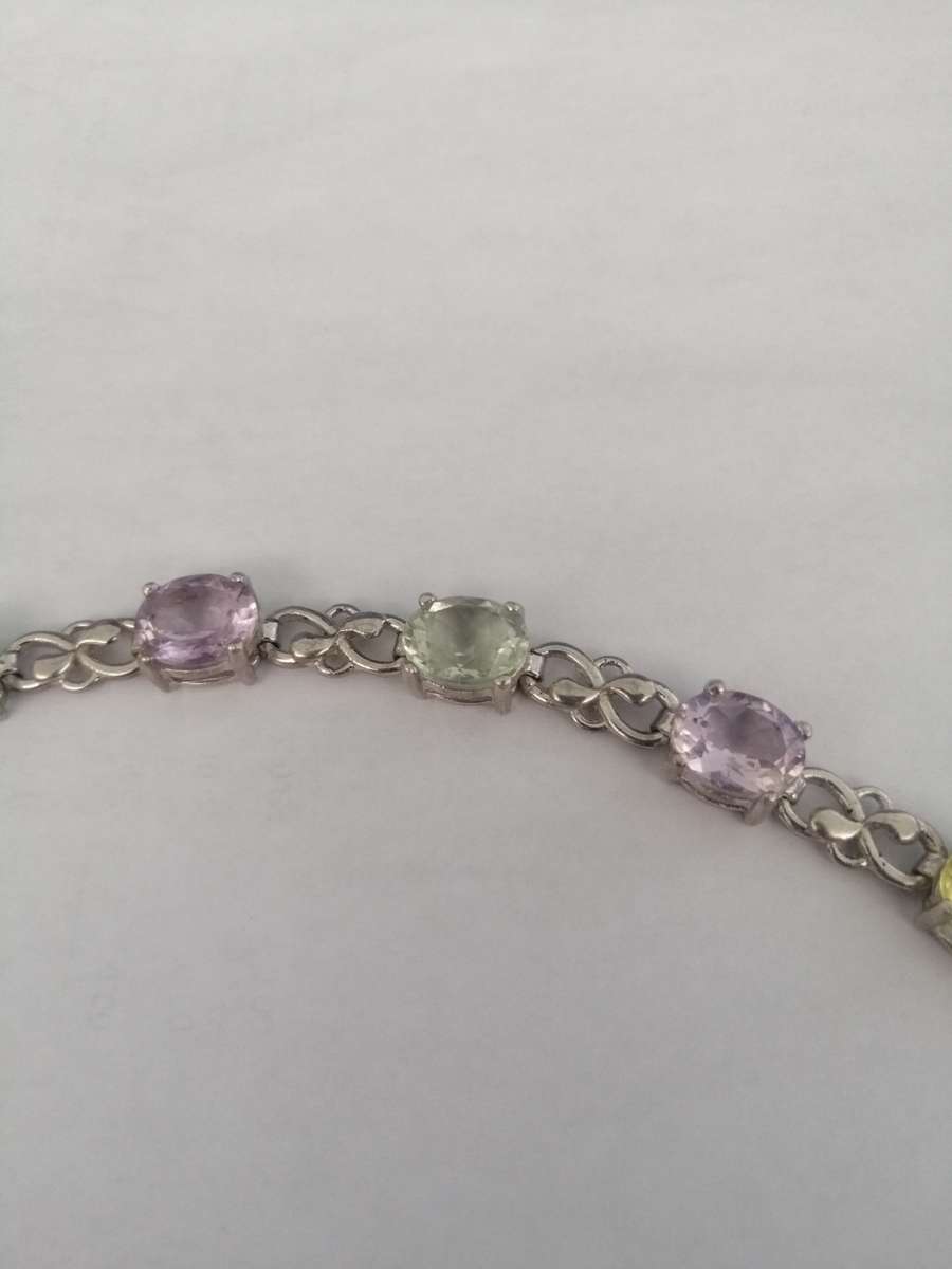 Gorgeous Sterling Silver Bracelet Set with Semi Precious Stones