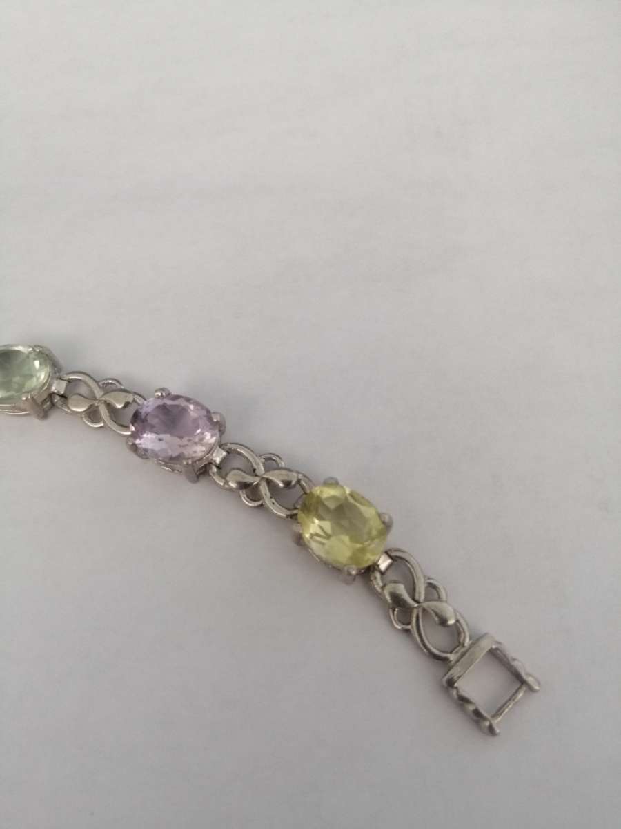Gorgeous Sterling Silver Bracelet Set with Semi Precious Stones