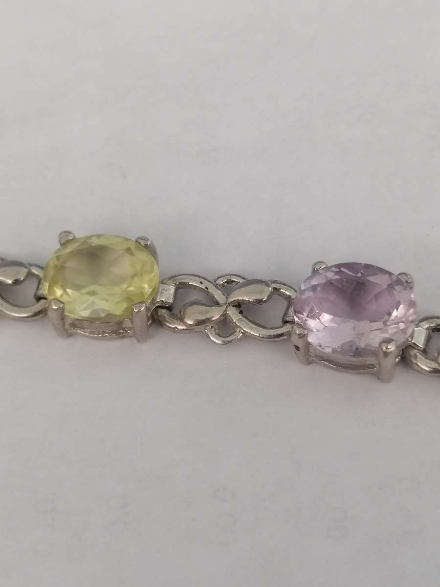 Gorgeous Sterling Silver Bracelet Set with Semi Precious Stones