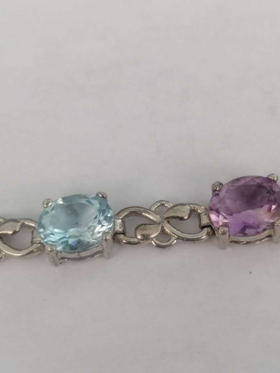 Gorgeous Sterling Silver Bracelet Set with Semi Precious Stones