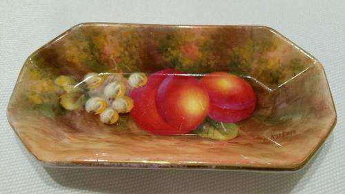 Royal Worcester Hand Painted Pin Tray with Fruit and signed H Ayrton