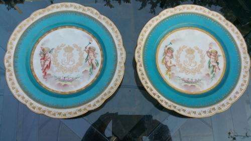 A Pair of Sevres Style Porcelain Plates "Chateau Des Tuileries"