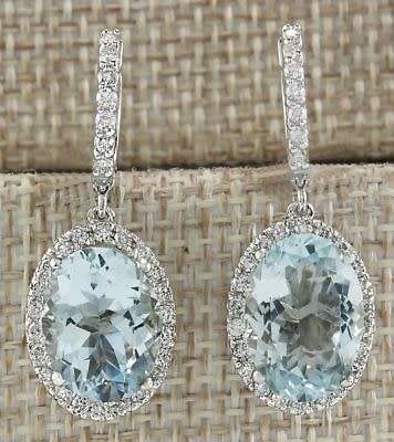 925 Silver Aquamarine Dangle Drop Earrings