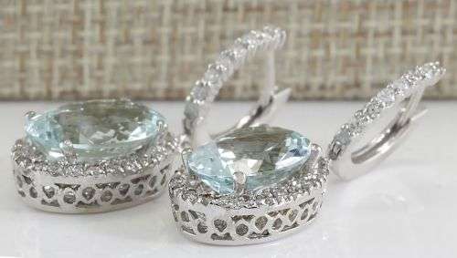 925 Silver Aquamarine Dangle Drop Earrings