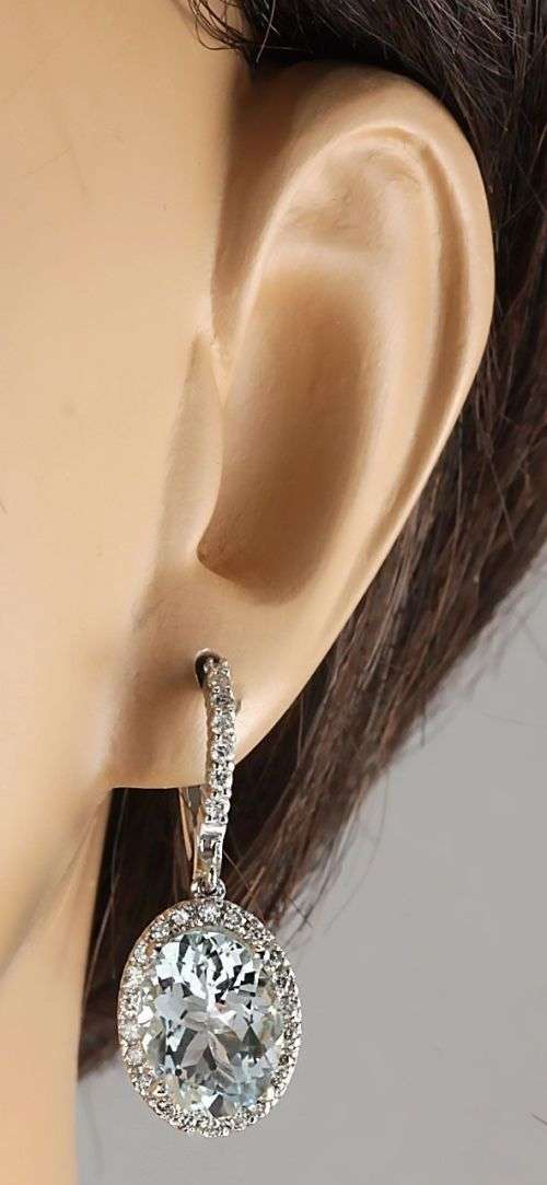 925 Silver Aquamarine Dangle Drop Earrings