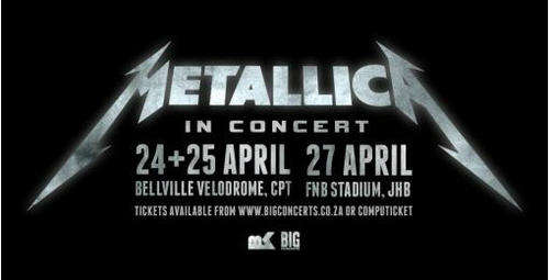 Late Entry - 2x Metallica Tickets - JHB FNB Stadium 27 April