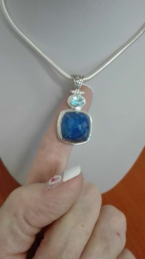 LAPIDUS AND AQUAMARINE 925 STERLING SILVER PENDANT