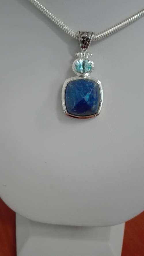 LAPIDUS AND AQUAMARINE 925 STERLING SILVER PENDANT