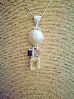 MAGNIFICENT MABE PEARL WITH GEMSTONE PENDANT (NO CHAIN) - FRUITSALAD PENDANT