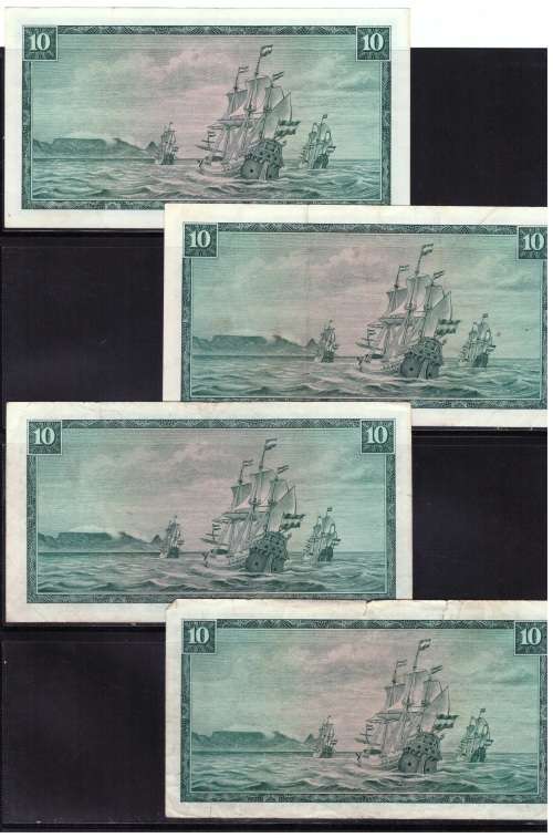SA NOTES R10 x 4 T.W de JONGH SELECTION FINE USED (CIRCULATED) 1 BID FOR ALL 4 !