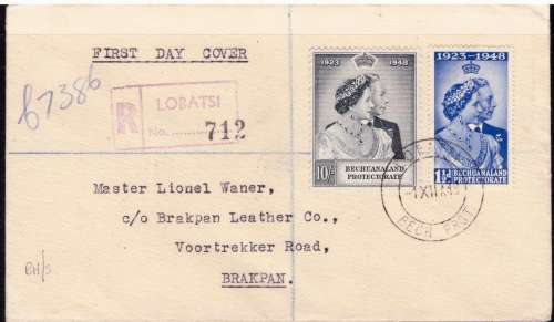 BECHUANALAND 1948 ROYAL SILVER WEDDING COVER BACKSTAMPED `LOBATSI`