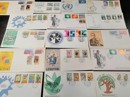 Lesotho selection of FDCs ( 40 ) and UMM minisheets